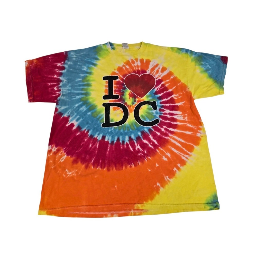 Vintage 90s‎ I Love DC Washington DC Tie Dye Short Sleeve T-Shirt - Men's Size L